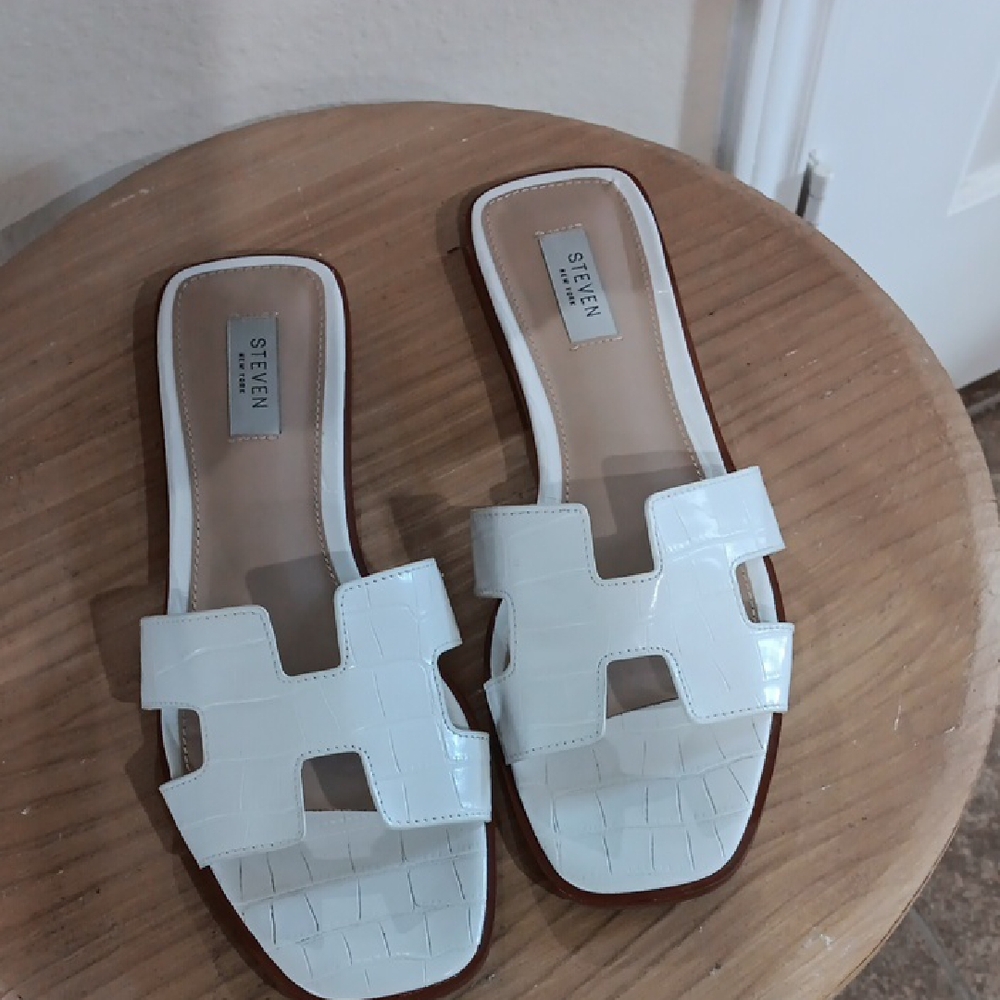 Steven By Steve Madden White Slide Sandals